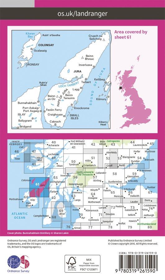 Landranger 61 1:50000 Jura & Colonsay