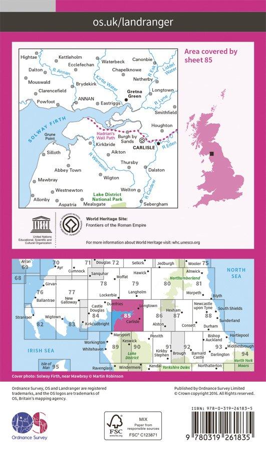 Landranger 85 1:50000 Carlisle & Solway Firth, Cumbria