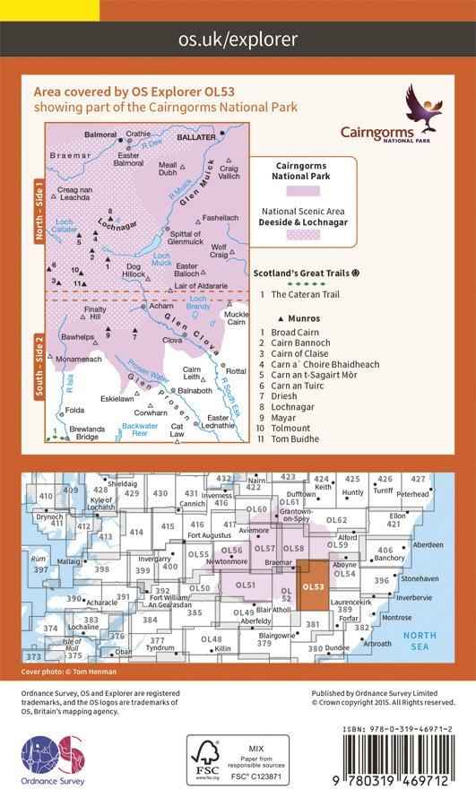 Lochnagar, Glen Muick & Glen Clova Map