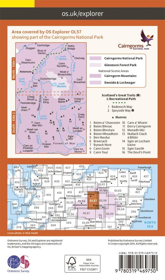 EXPLORER ACTIVE OL57 - Cairngorm & Aviemore Map