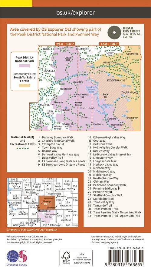 Explorer OL1 The Peak District Map
