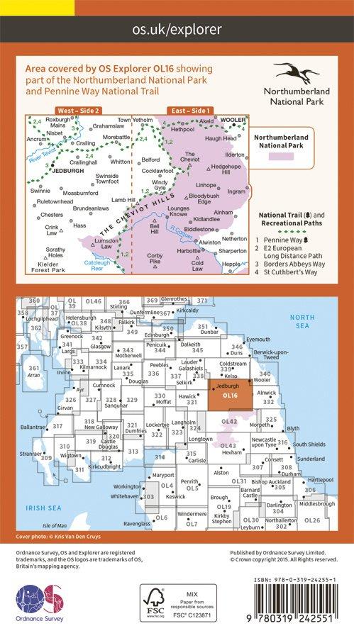 Explorer OL16 The Cheviot Hills Map