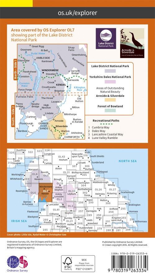 Explorer OL7 The Lake District South Eastern Area Map