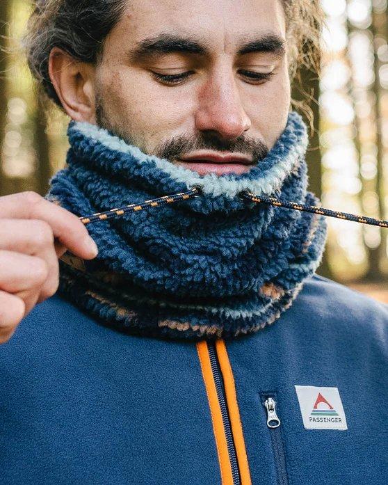 Mulled Sherpa Fleece Snood - Blue Coral Pattern