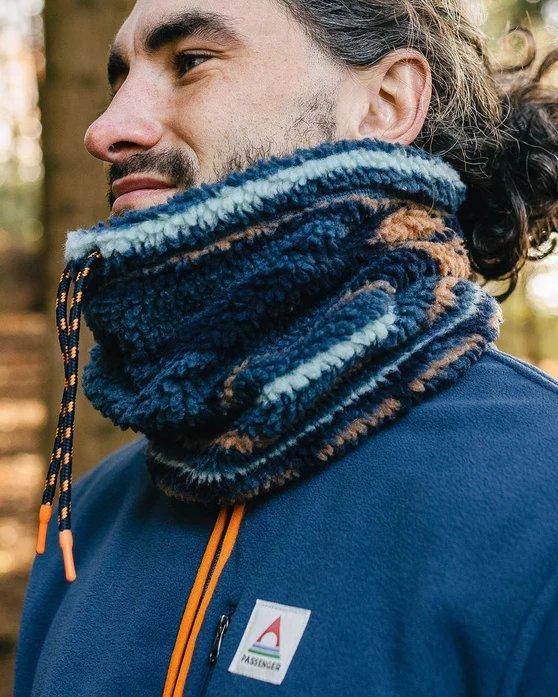 Mulled Sherpa Fleece Snood - Blue Coral Pattern