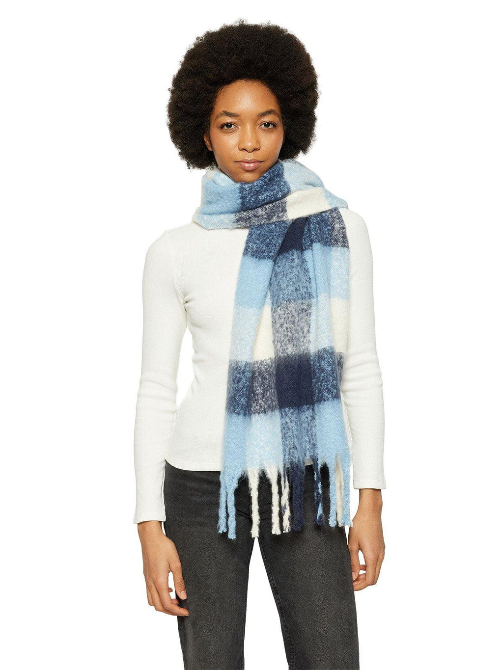 Unisex Fringe Scarf - Blue