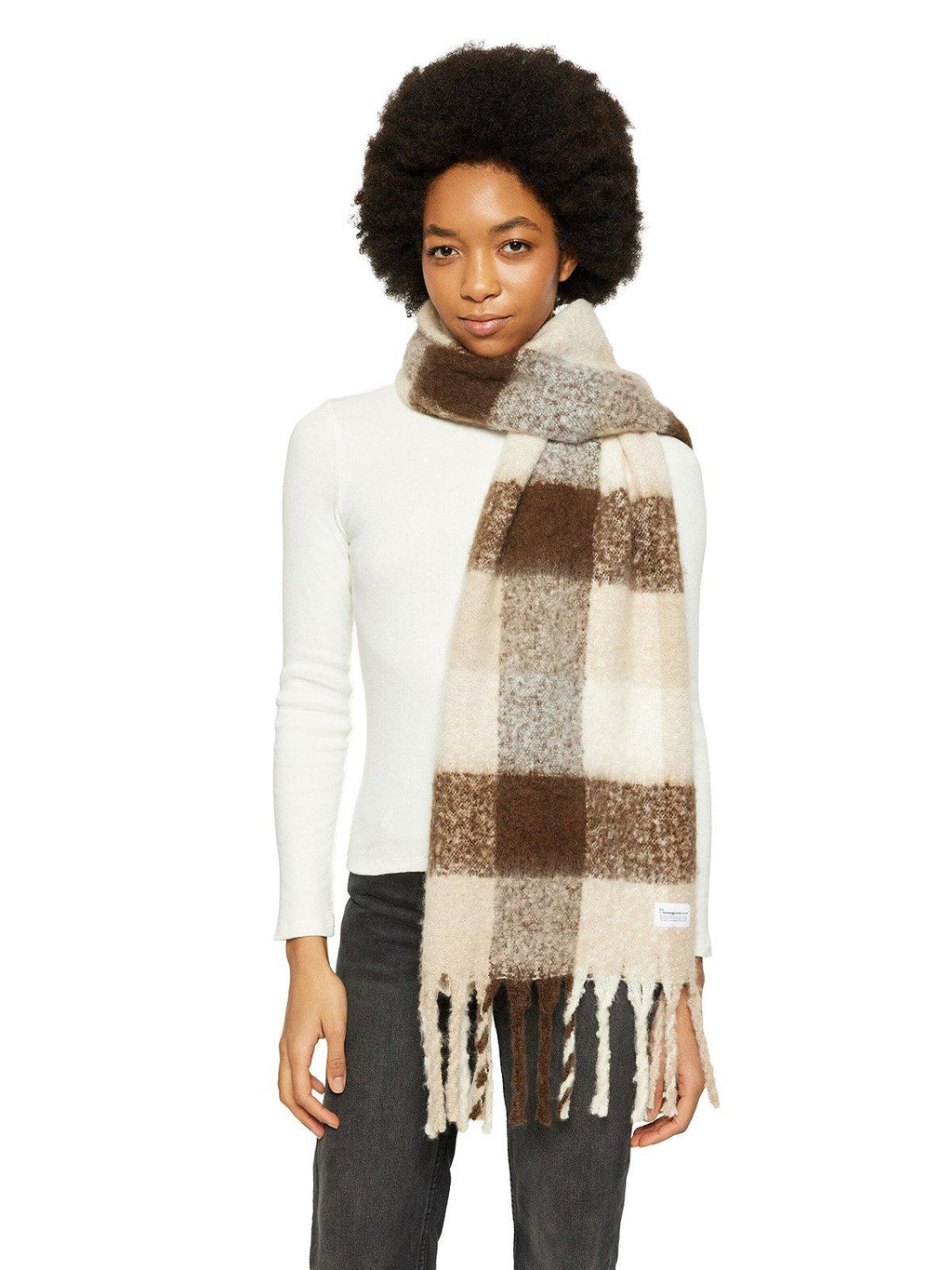 Unisex Fringe Scarf - Brown