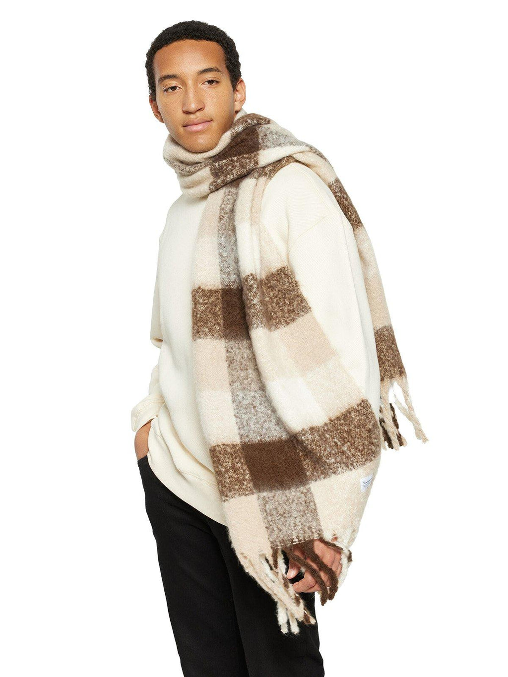 Unisex Fringe Scarf - Brown