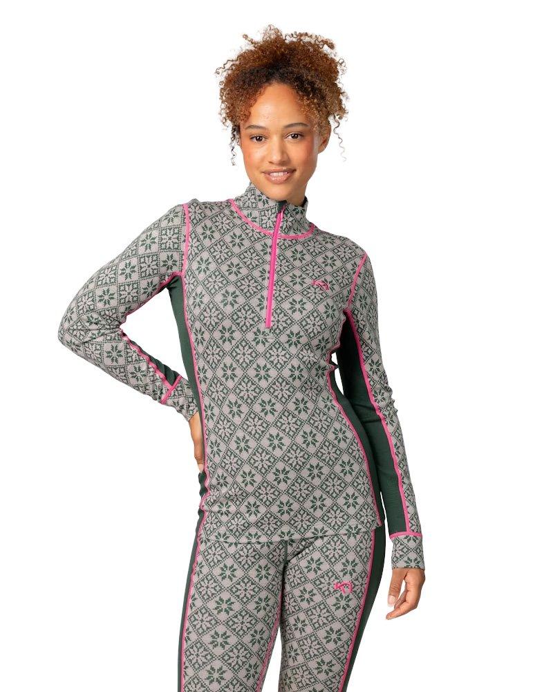 Women's Rose 1/2 Zip Base Layer Top - Green