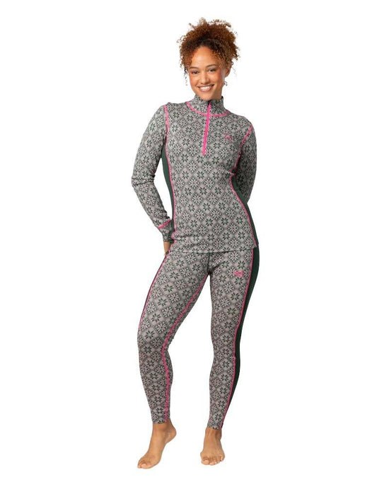 Women's Rose 1/2 Zip Base Layer Top - Green