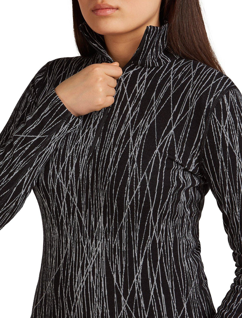 Women's Merino Vertex 260 Long-Sleeve 1/2 Zip Thermal Top - Delta Lines / Black