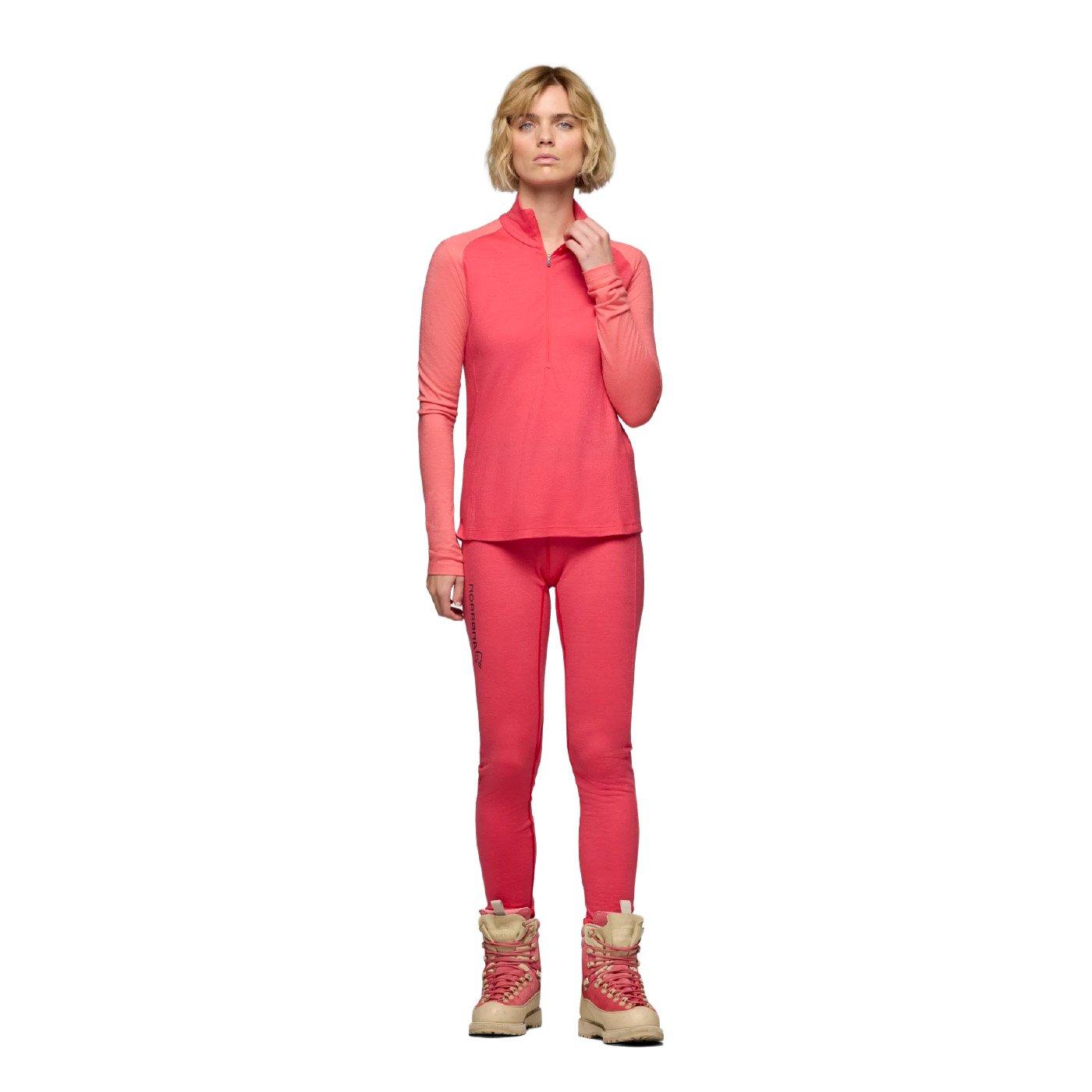 Women's Femund PureUll Zip Neck Base Layer - Pink