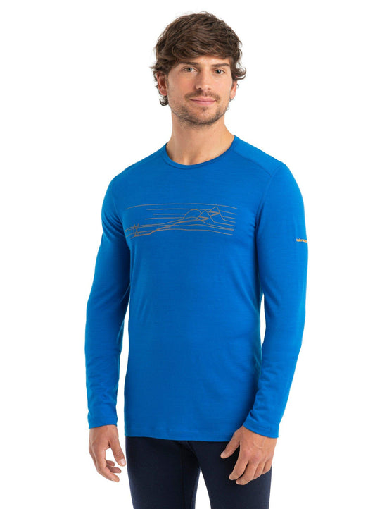 Men's 200 Oasis LS Crewe Ski Stripes - Blue