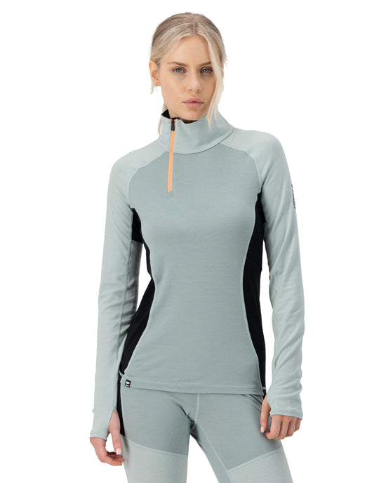 Women's Olympus Merino 1/2 Zip Base Layer - Green