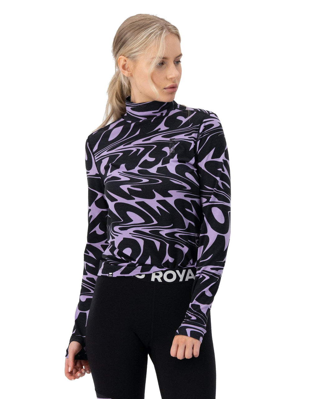 Women's Cascade 200 Flex Mock Neck Base Layer - Black / Purple