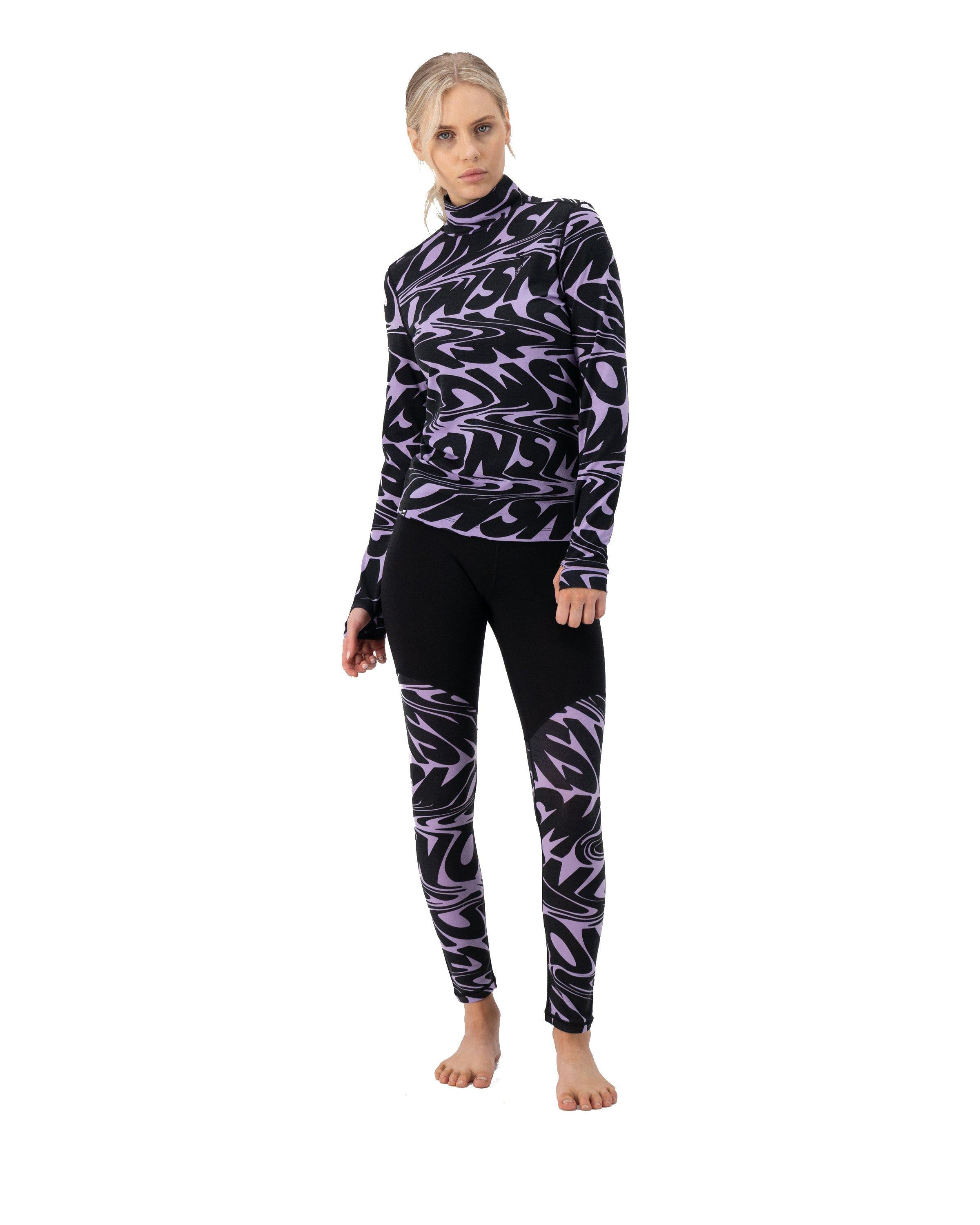 Women's Cascade 200 Flex Mock Neck Base Layer - Black / Purple