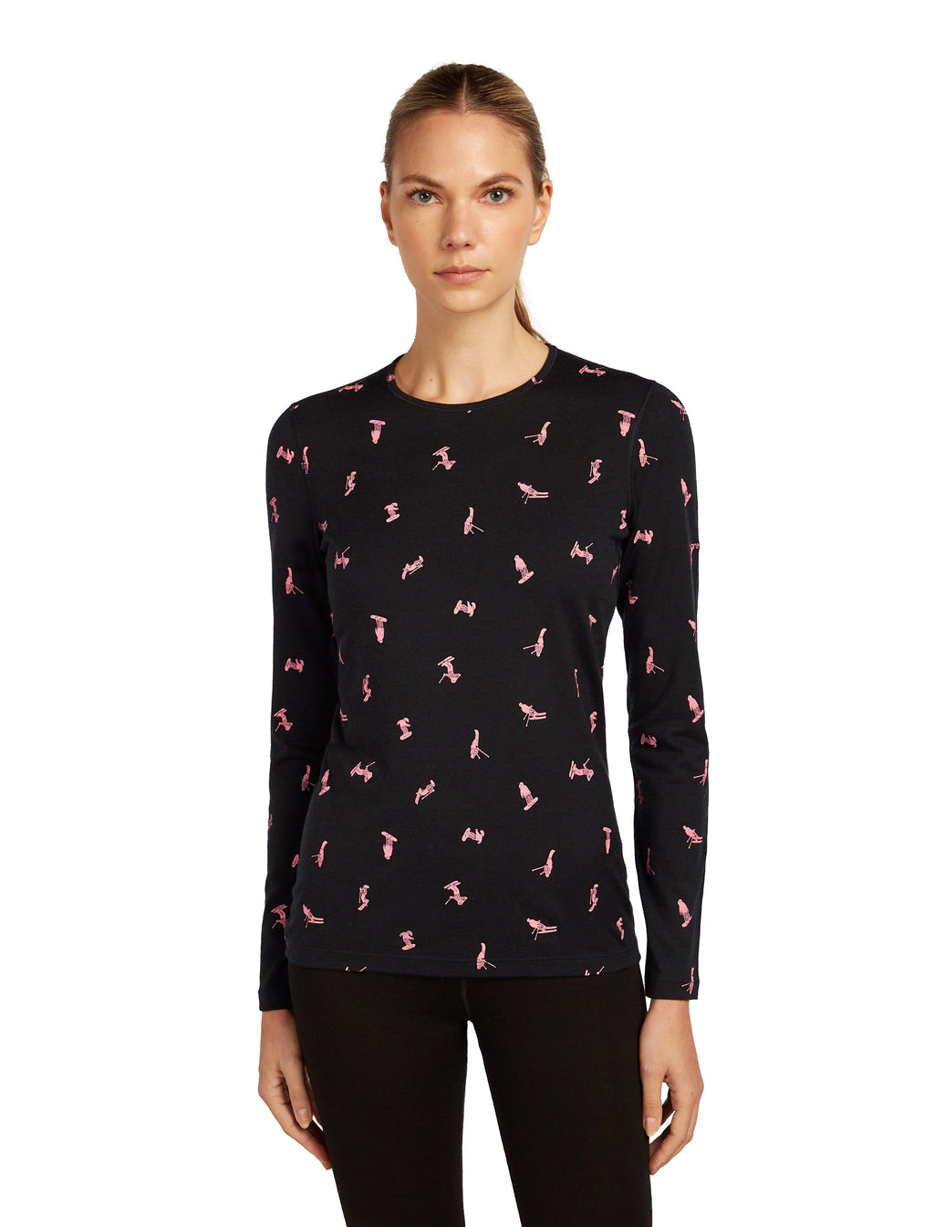 Women's 200 Oasis Long Sleeve Crewe Snow Day - Black