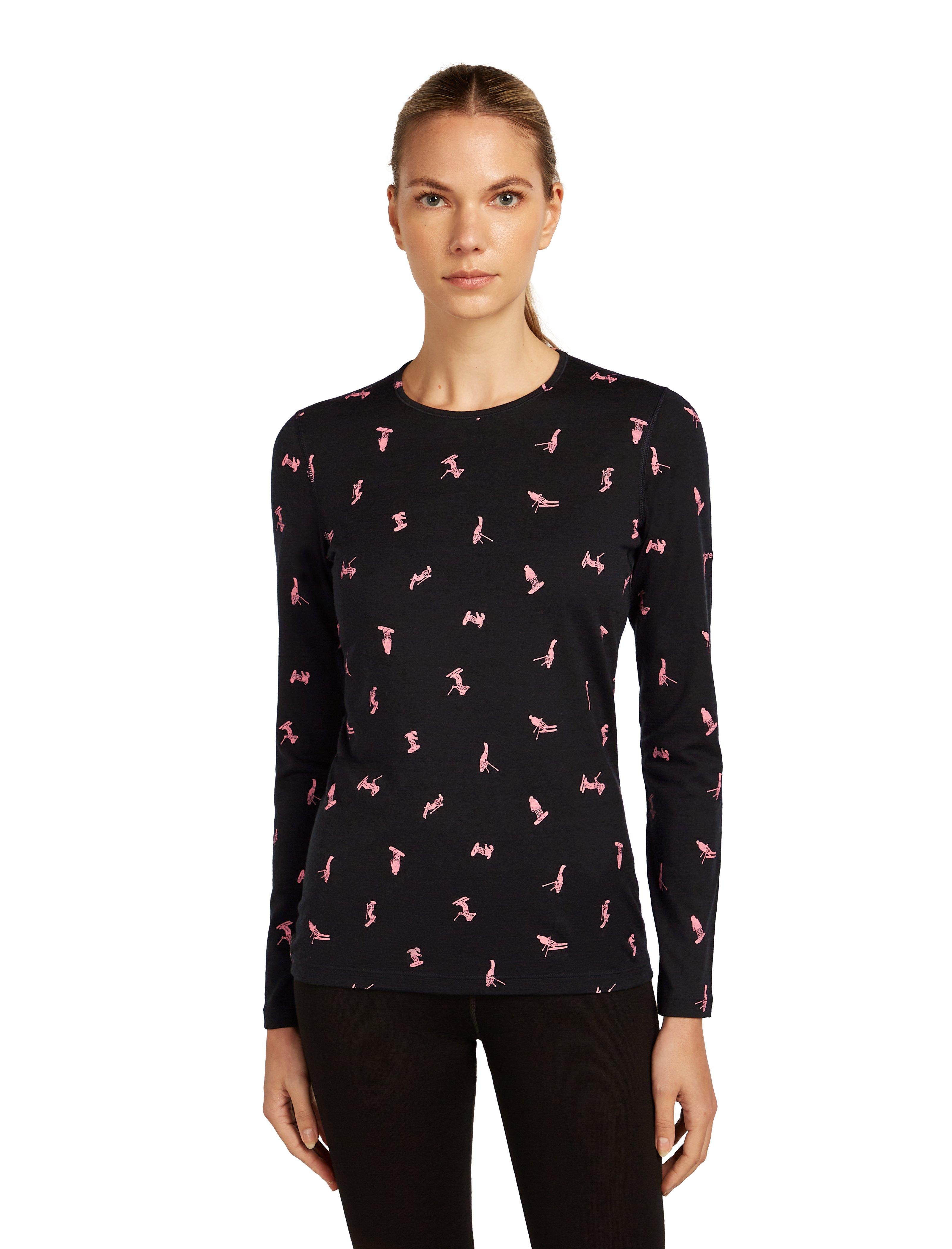 Women's 200 Oasis Long Sleeve Crewe Snow Day - Black