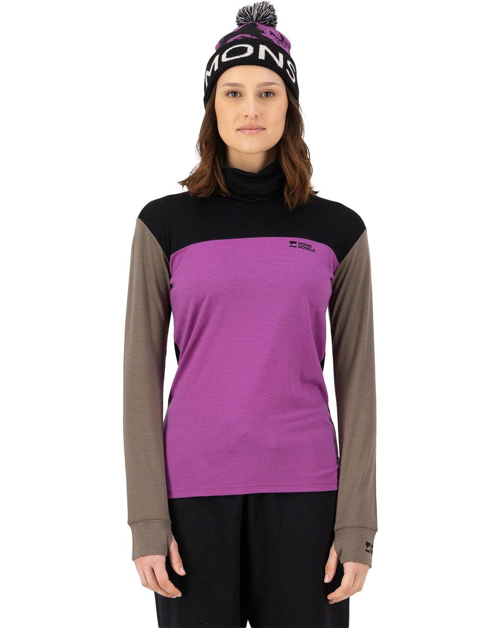 Women's Yotei BF High Neck Base Layer Top - Purple / Brown