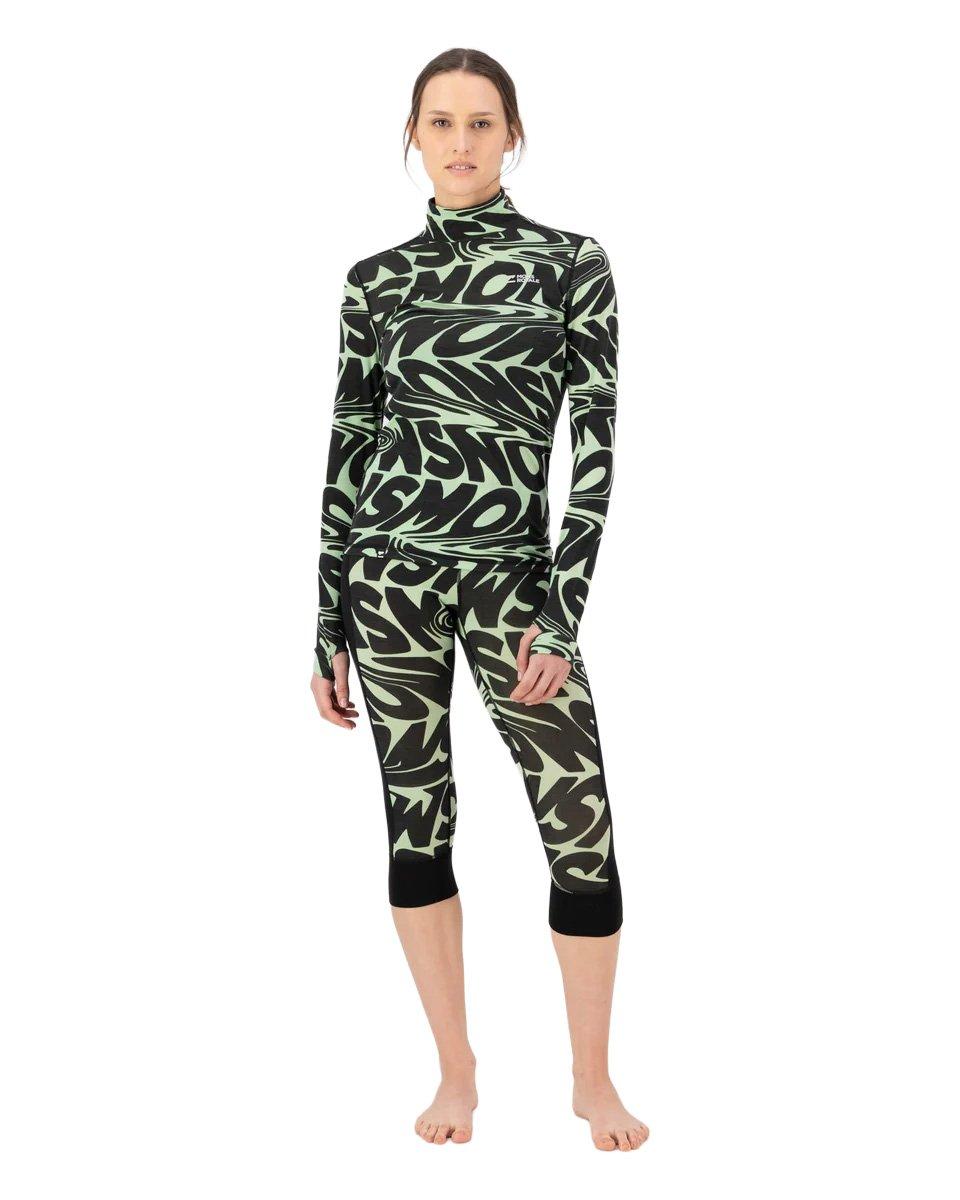 Women's Cascade 200 Flex Mock Neck Base Layer Top - Black / Green