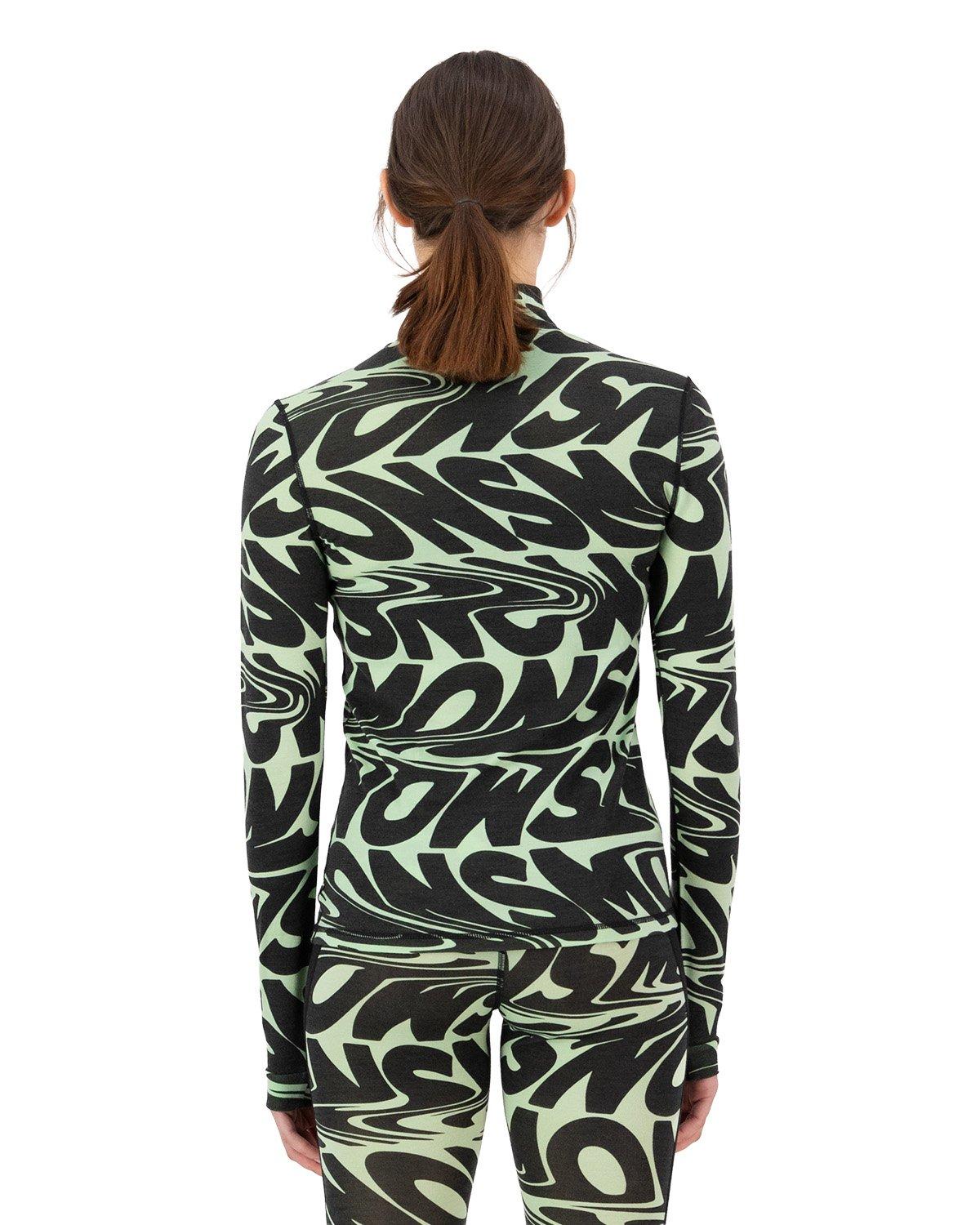 Women's Cascade 200 Flex Mock Neck Base Layer Top - Black / Green