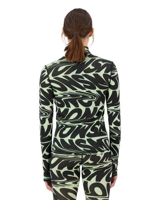 Women's Cascade 200 Flex Mock Neck Base Layer Top - Black / Green