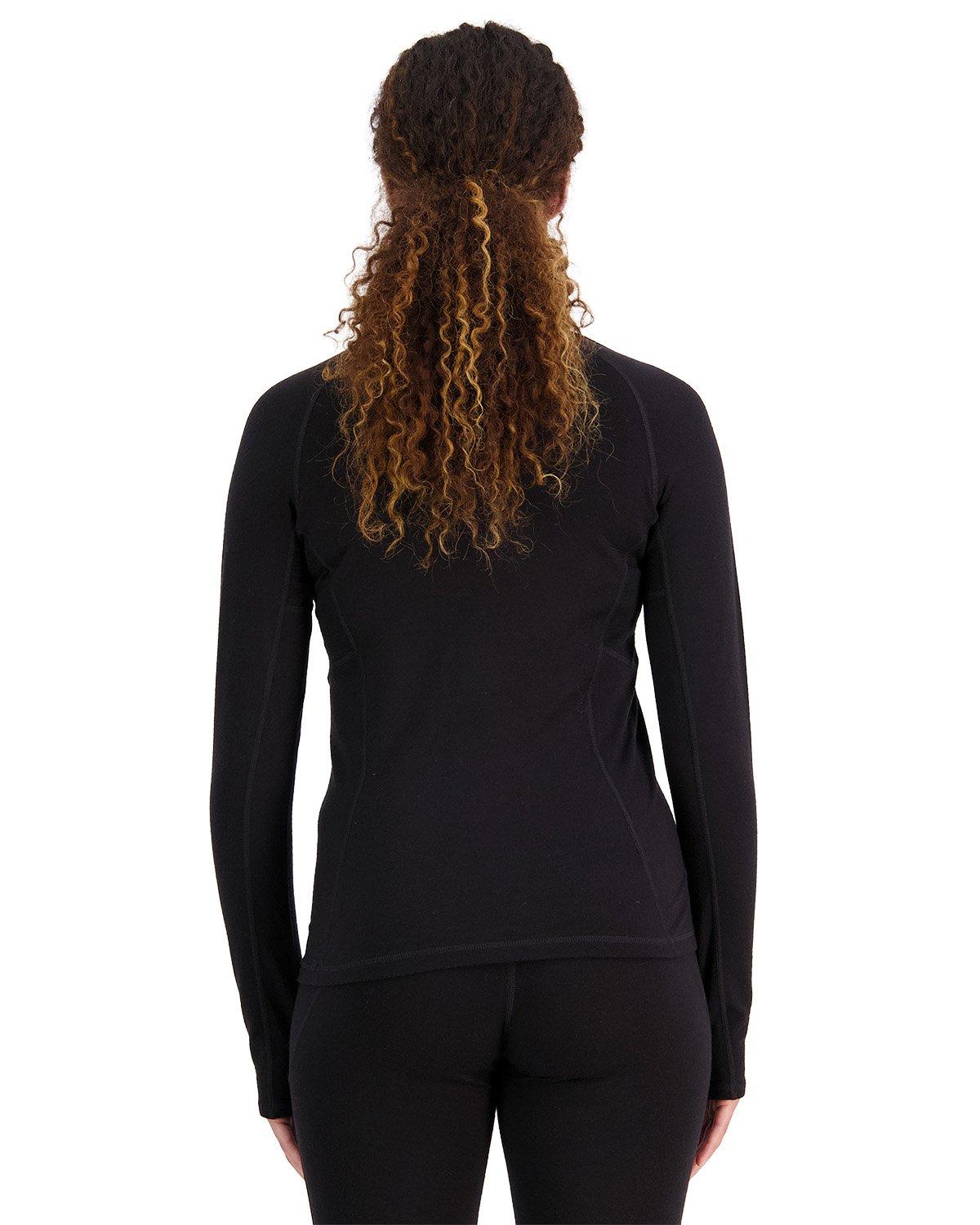 Women's Olympus Merino 1/2 Zip Base Layer Top - Black