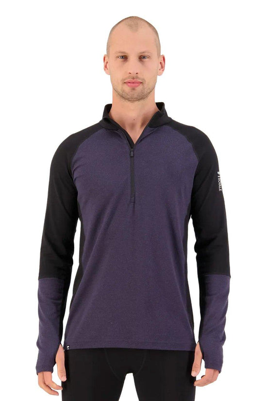 Men's Olympus Merino 1/2 Zip Base Layer Top - Black / Grey