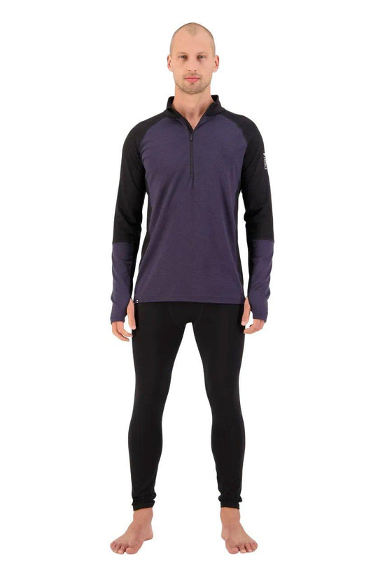 Men's Olympus Merino 1/2 Zip Base Layer Top - Black / Grey