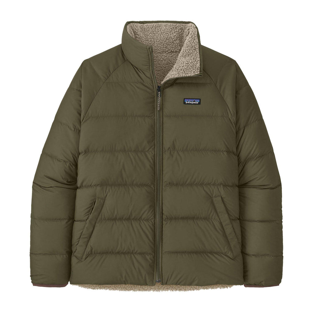 Men's Reversible Silent Down Fleece Jacket - Green / Cream
