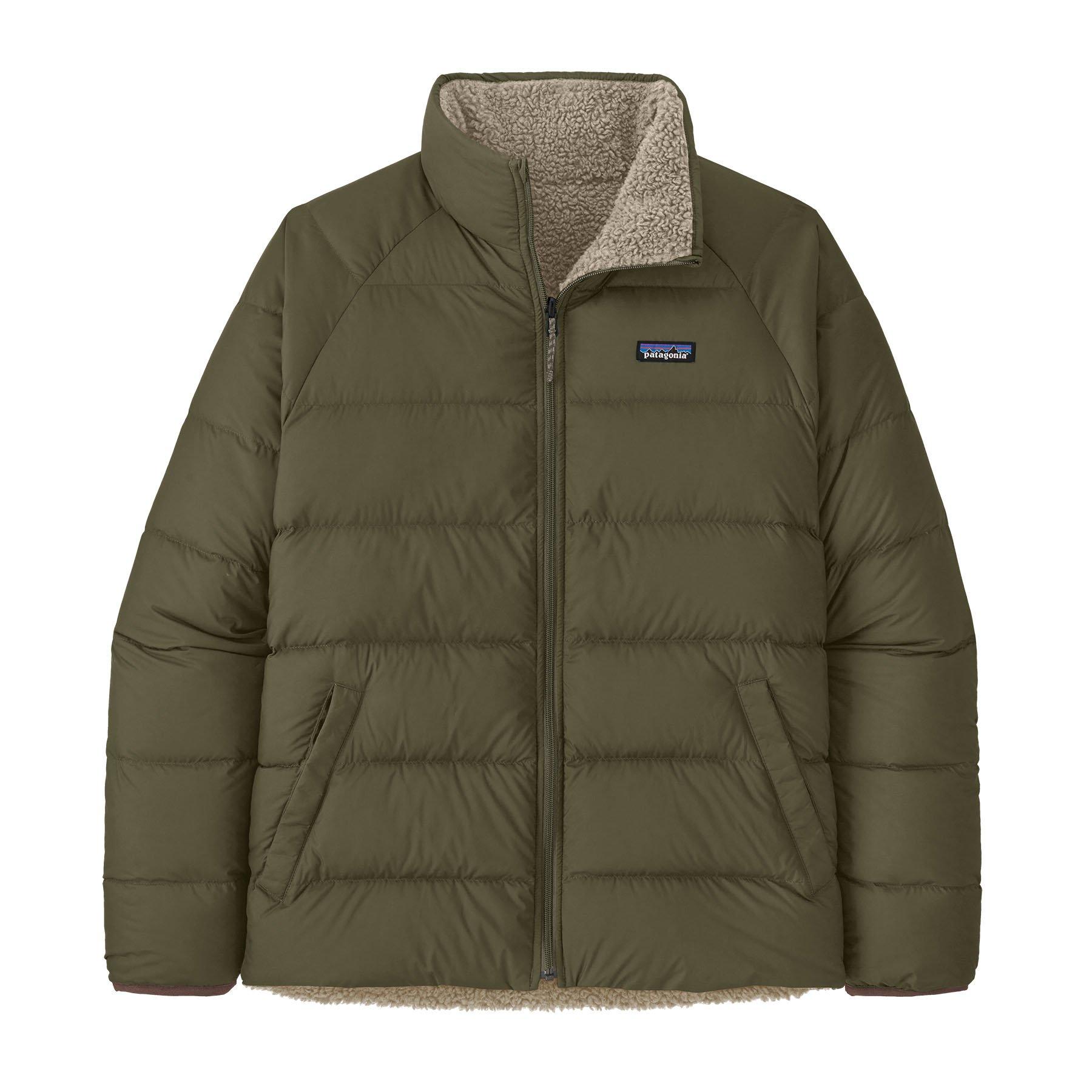 Men's Reversible Silent Down Fleece Jacket - Green / Cream