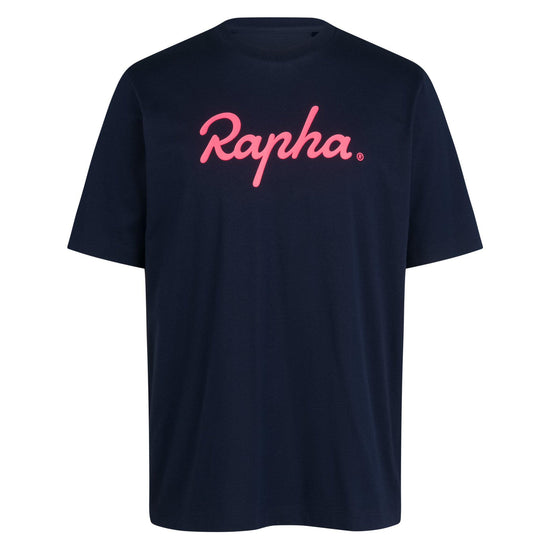 Men's Cotton Large Logo T-Shirt - Navy/ Pink
