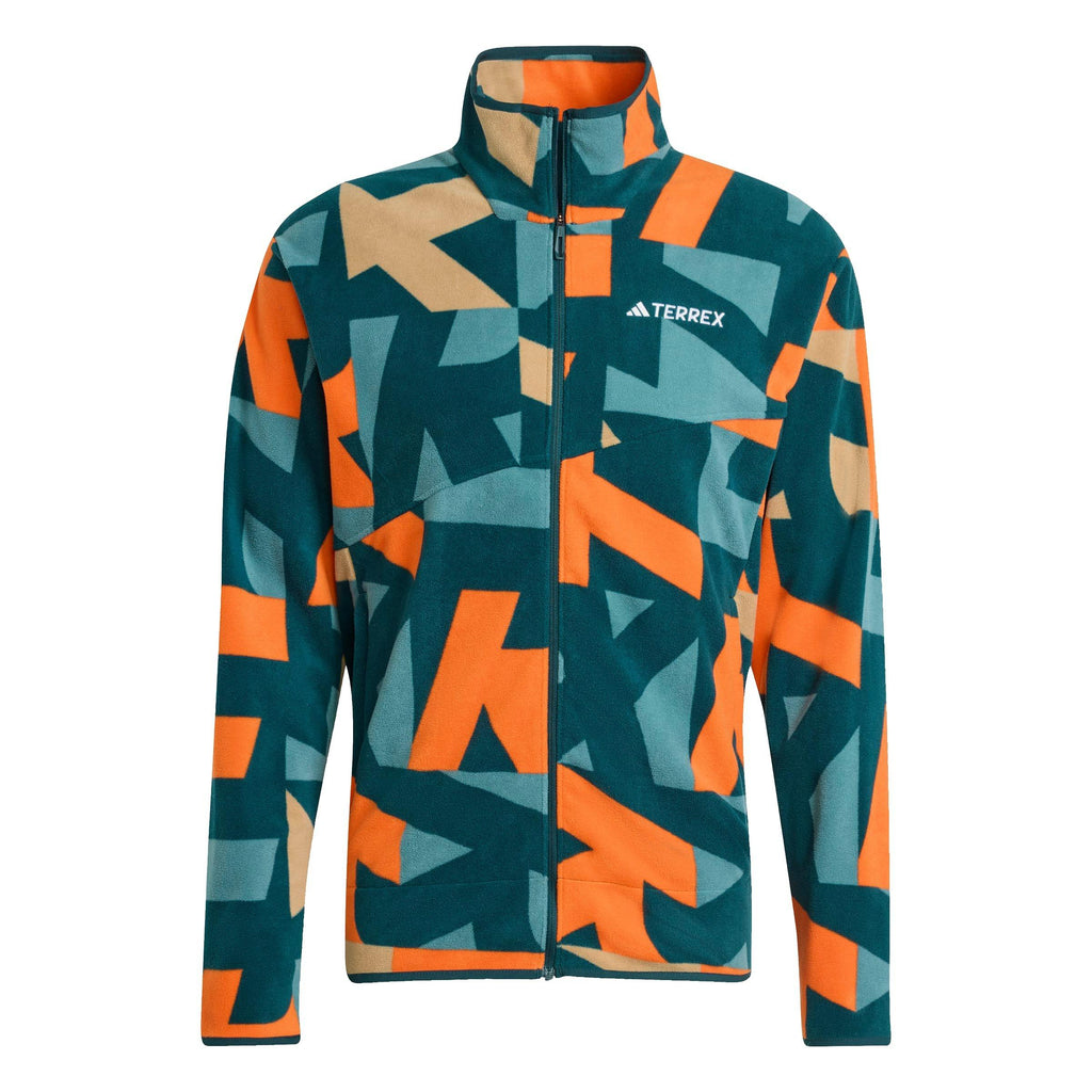 Men's Multi Printed Full Zip Fleece - Blue / Orange