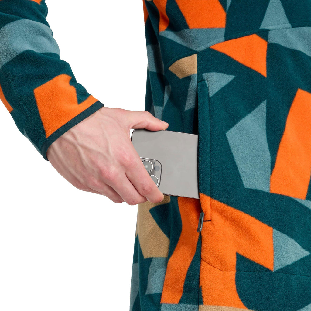Men's Multi Printed Full Zip Fleece - Blue / Orange