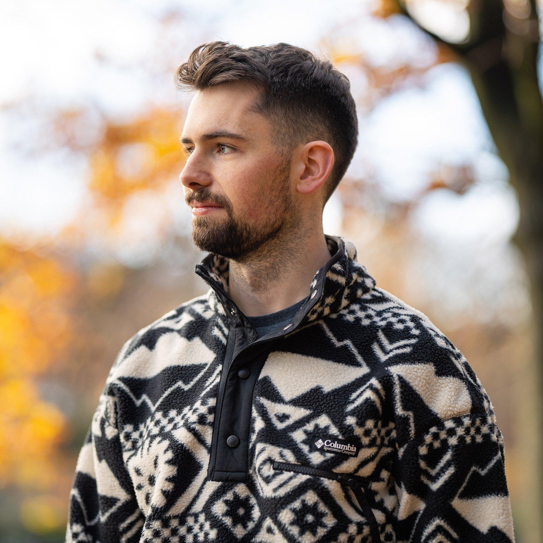 Men's Helvetia II Printed 1/2 Snap Fleece - Black