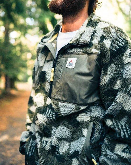 Men's Offroad Recycled Sherpa 1/2 Zip Fleece - Fir Tree/Camo Print