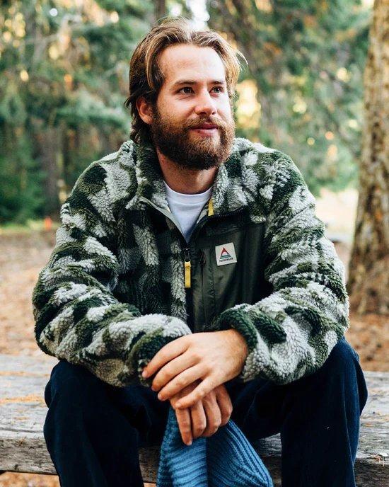 Men's Offroad Recycled Sherpa 1/2 Zip Fleece - Fir Tree/Camo Print