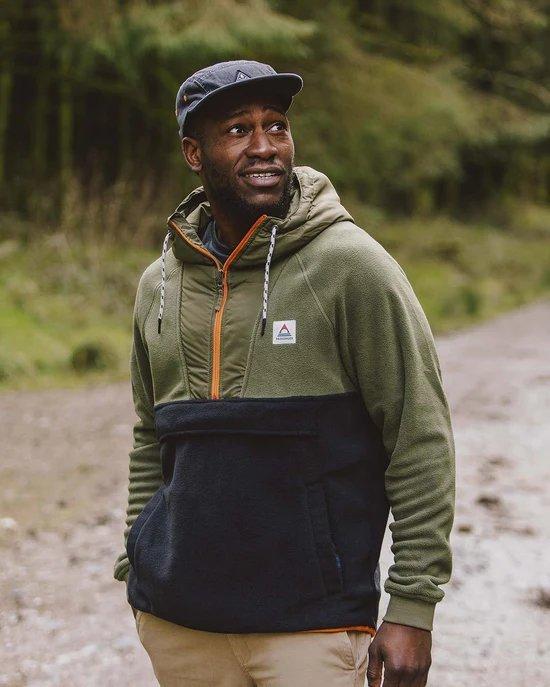 Men's Woodland Hooded 1/2 Zip Fleece - Khaki