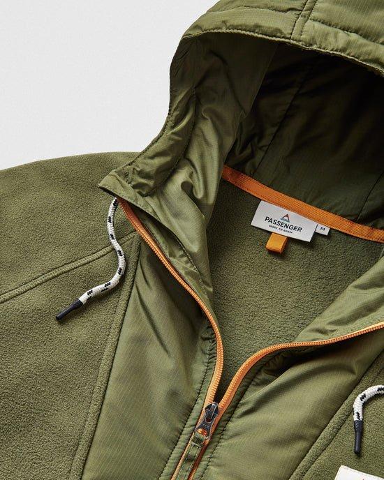Men's Woodland Hooded 1/2 Zip Fleece - Khaki
