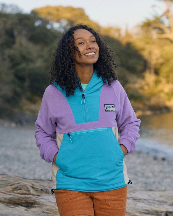 Women's Alexander 1/2 Zip Hooded Fleece - Purple / Blue