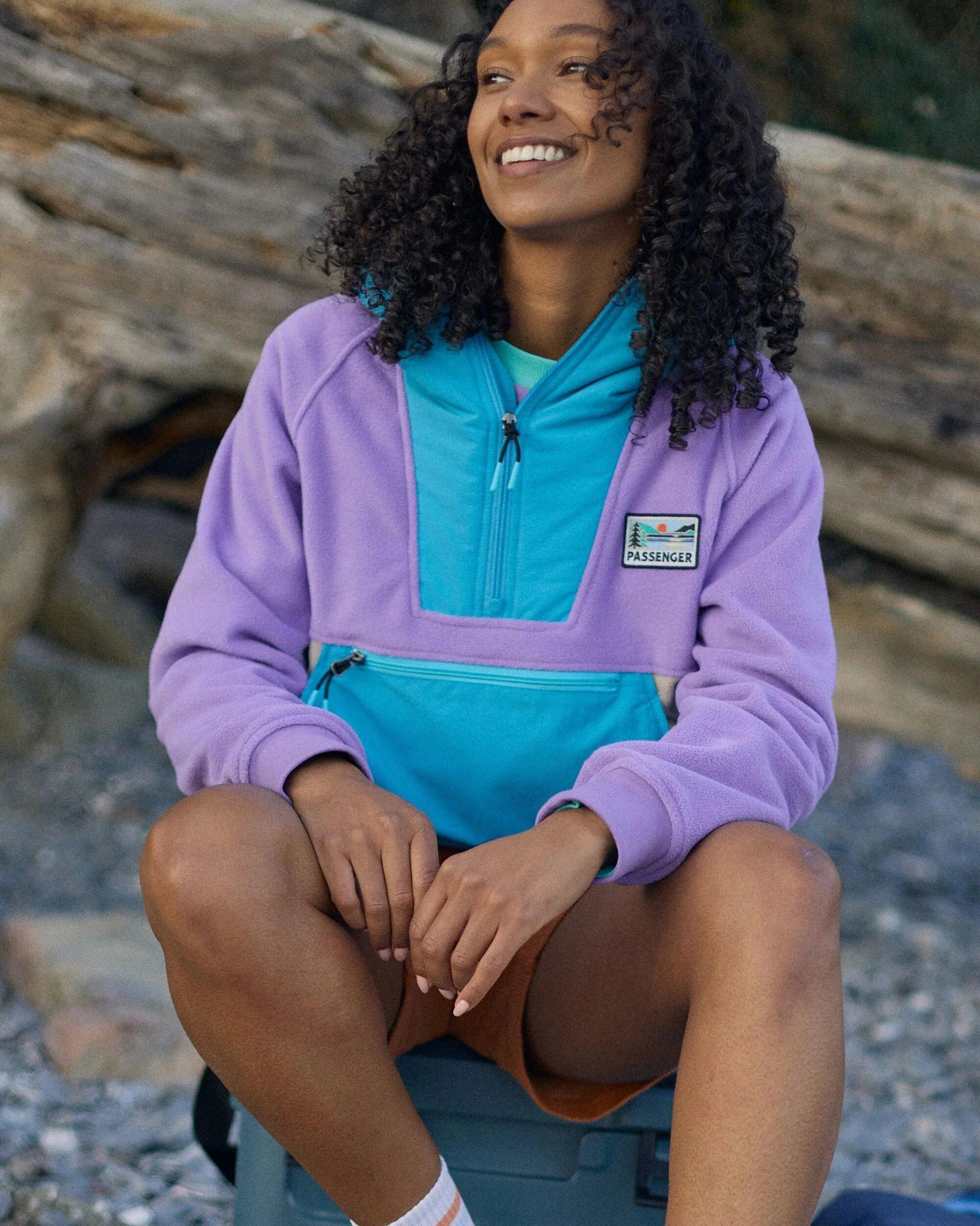 Women's Alexander 1/2 Zip Hooded Fleece - Purple / Blue