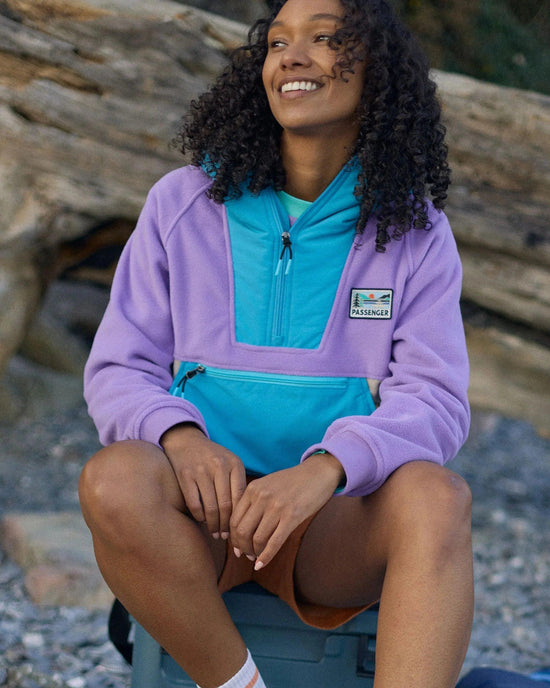 Women's Alexander 1/2 Zip Hooded Fleece - Purple / Blue