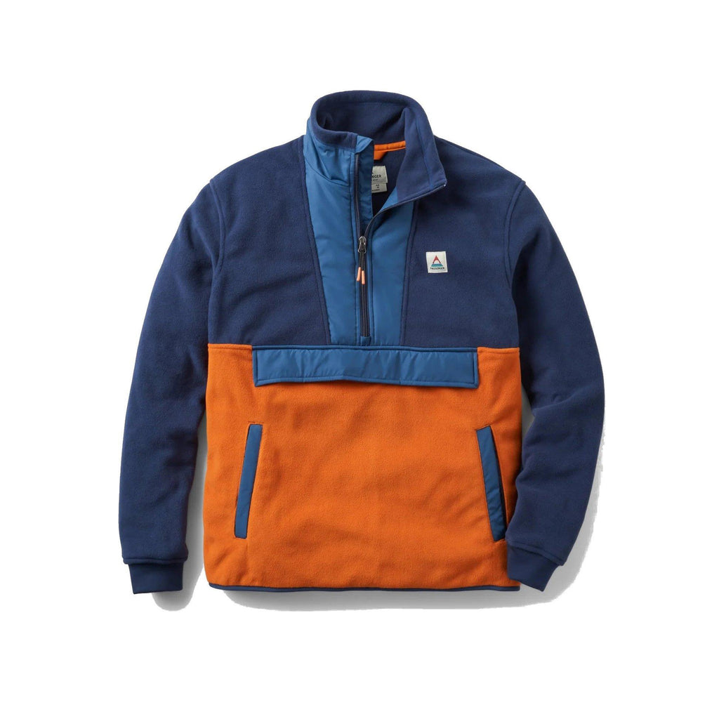 Men's Woodland Hoodless 1/2 Zip Fleece - Blue / Orange
