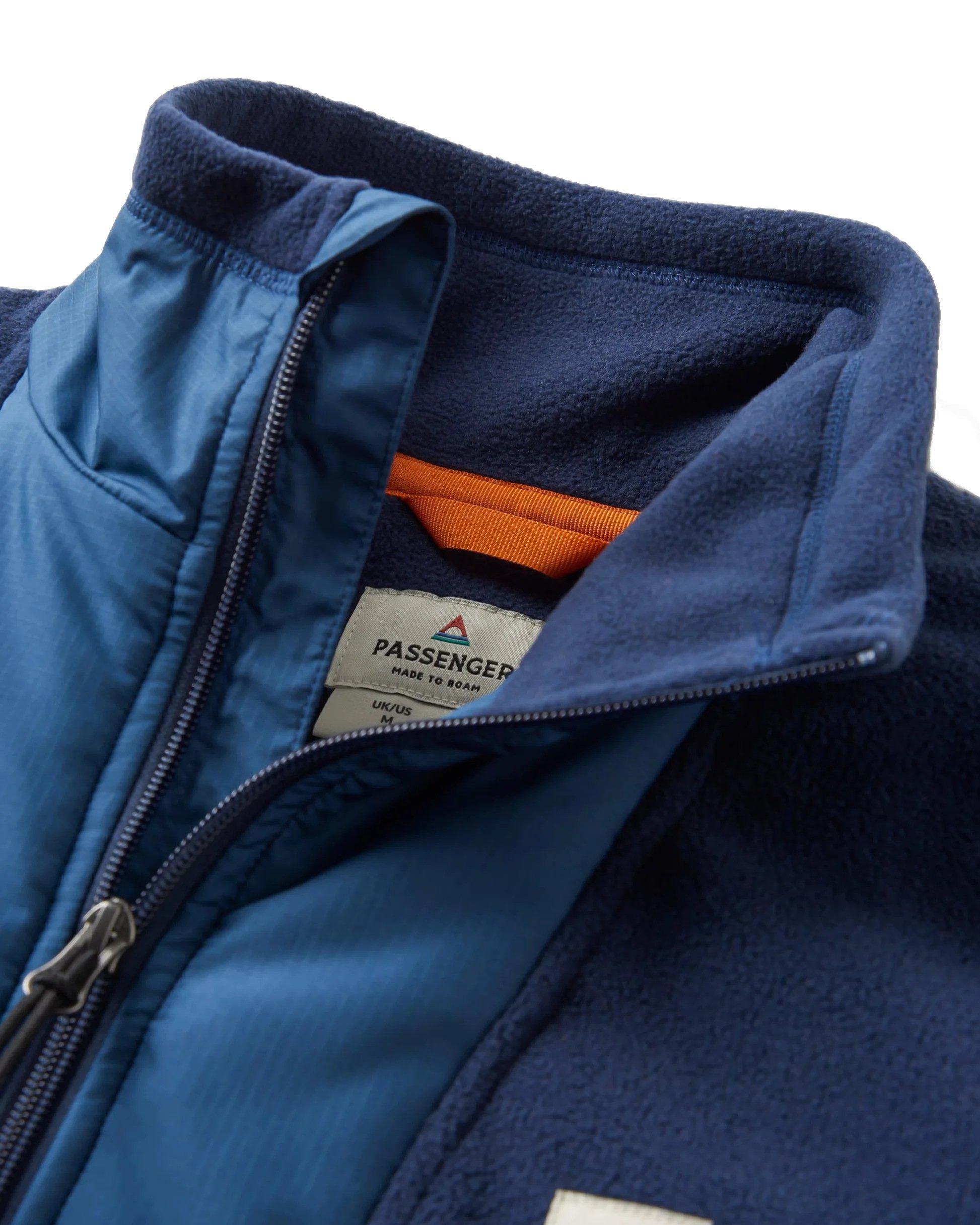 Men's Woodland Hoodless 1/2 Zip Fleece - Blue / Orange