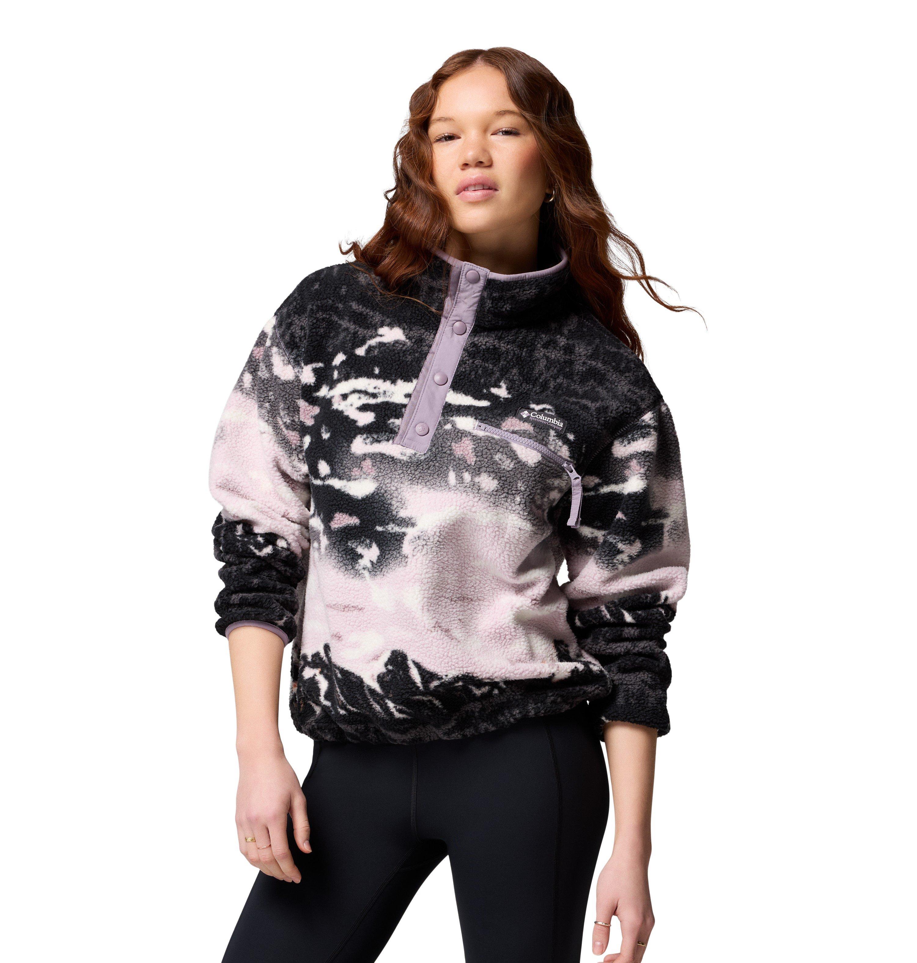 Women's Helvetia II Printed Cropped 1/2 Snap Fleece - Black / Purple