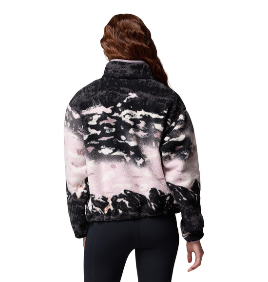 Women's Helvetia II Printed Cropped 1/2 Snap Fleece - Black / Purple