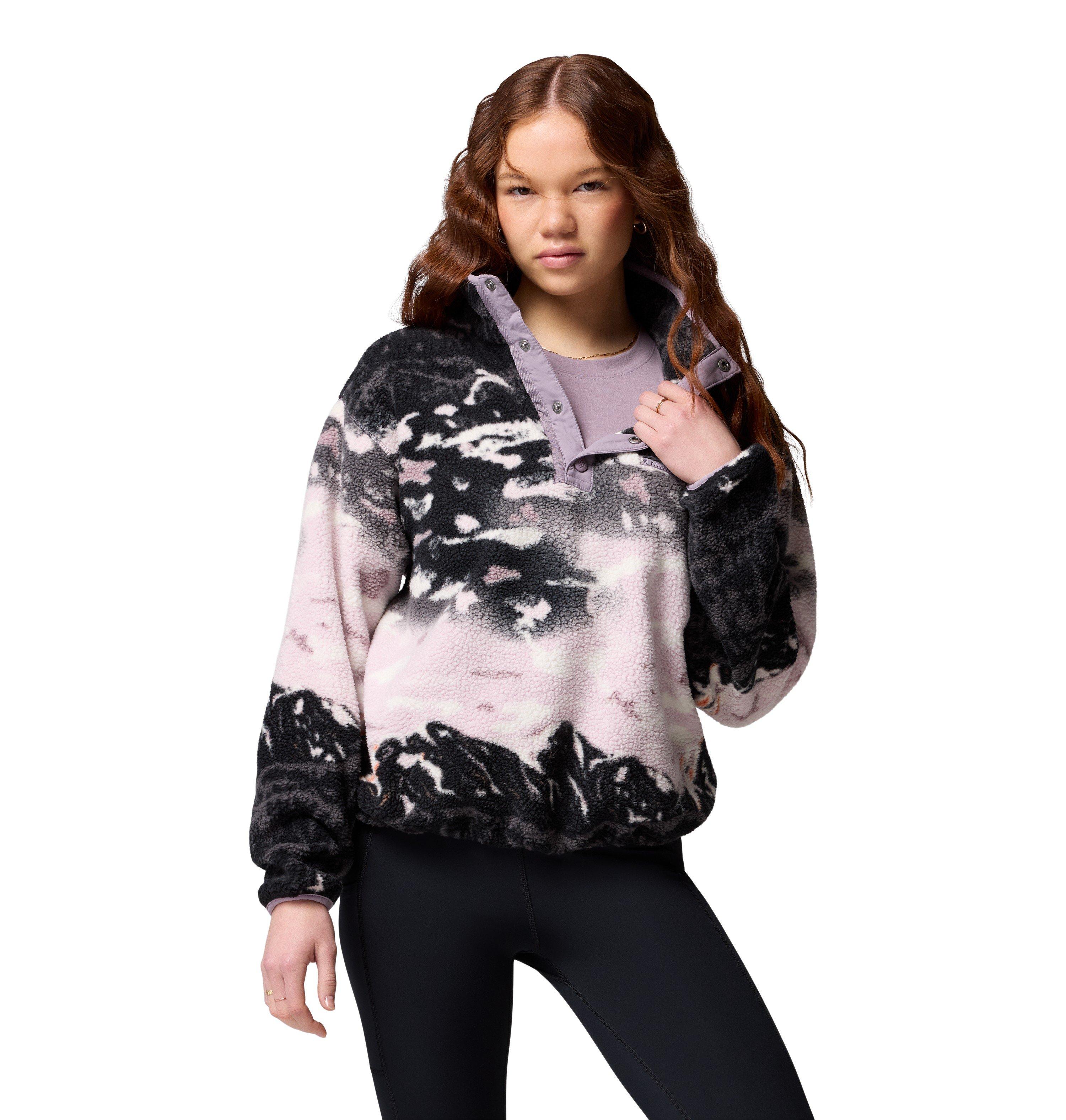 Women's Helvetia II Printed Cropped 1/2 Snap Fleece - Black / Purple