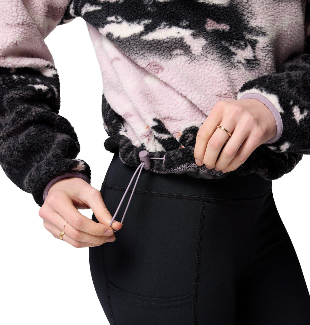 Women's Helvetia II Printed Cropped 1/2 Snap Fleece - Black / Purple