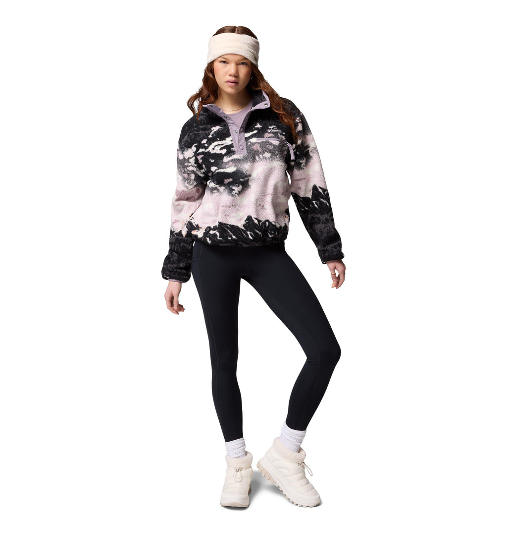 Women's Helvetia II Printed Cropped 1/2 Snap Fleece - Black / Purple