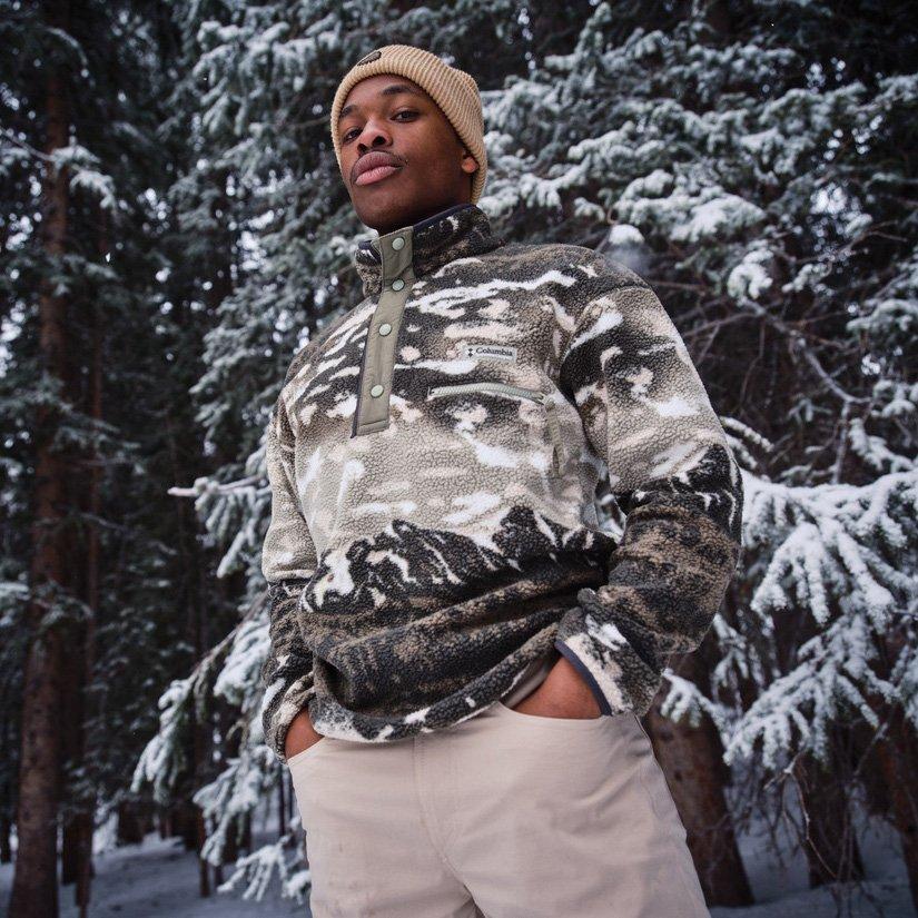 Men's Helvetia II Printed 1/2 Snap Fleece - Green